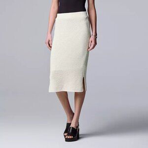 Simply Vera Vera Wang Crochet Skirt Size XXL Side Slit Coconut White Minimalist